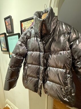 A Mtl 1980 Silver Down Puffer Jacket size XL